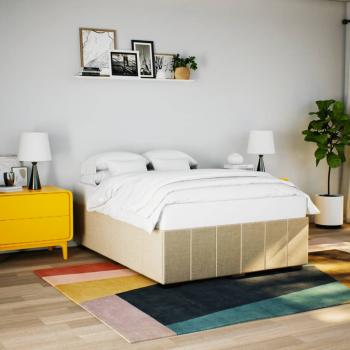 ARDEBO.de - Bettgestell ohne Matratze Creme 160x200 cm Stoff