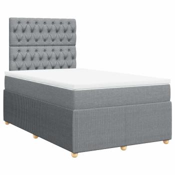 Boxspringbett mit Matratze Hellgrau 120x200 cm Stoff