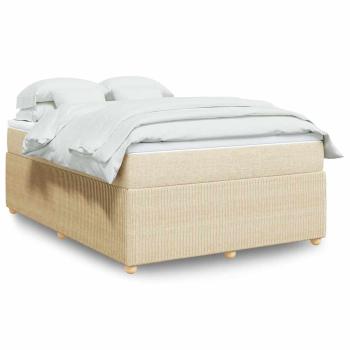 ARDEBO.de - Boxspringbett mit Matratze Creme 160x200 cm Stoff