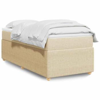 ARDEBO.de - Boxspringbett mit Matratze Creme 90x200 cm Stoff