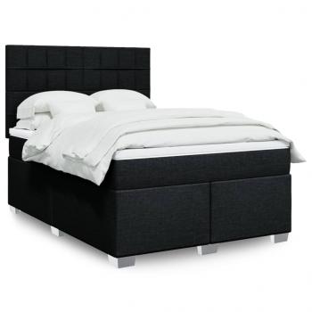 ARDEBO.de - Boxspringbett mit Matratze Schwarz 140x200 cm Stoff