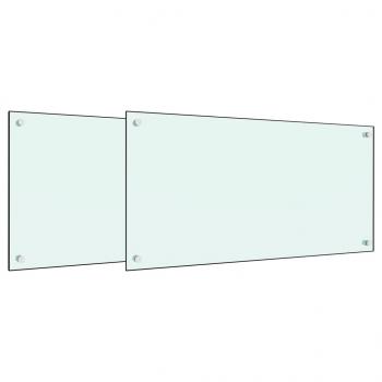 Küchenrückwände 2 Stk. Weiß 80x50 cm Hartglas