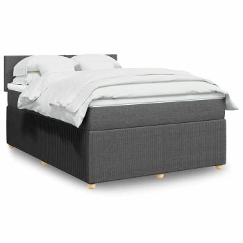 ARDEBO.de - Boxspringbett mit Matratze Dunkelgrau 140x190 cm Stoff