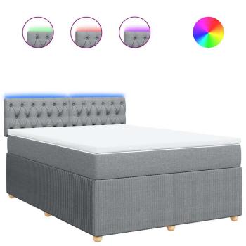 Boxspringbett mit Matratze Hellgrau 140x190 cm Stoff