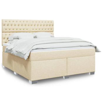 ARDEBO.de - Boxspringbett mit Matratze Creme 180x200 cm Stoff