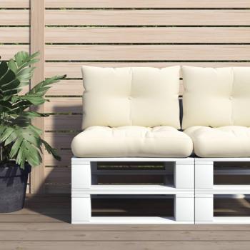 ARDEBO.de - Palettenkissen 2-tlg. Creme Stoff