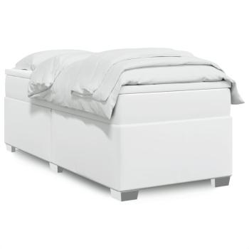 ARDEBO.de - Boxspringbett mit Matratze Weiß 90x190 cm Kunstleder