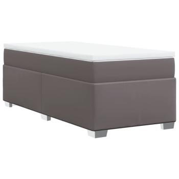 Boxspringbett mit Matratze Grau 100x200 cm Kunstleder