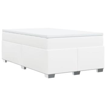 Boxspringbett mit Matratze Weiß 120x190 cm Kunstleder