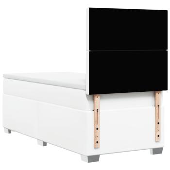 Boxspringbett mit Matratze Weiß 90x190 cm Kunstleder