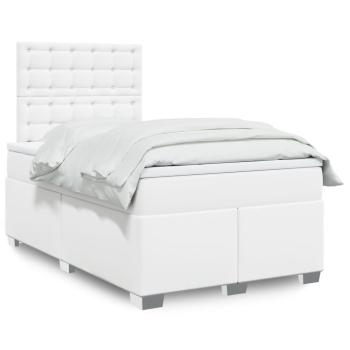 ARDEBO.de - Boxspringbett mit Matratze Weiß 120x200 cm Kunstleder