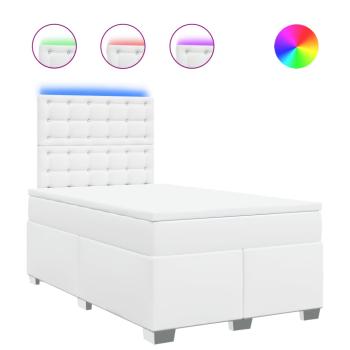 Boxspringbett mit Matratze Weiß 120x200 cm Kunstleder