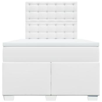 Boxspringbett mit Matratze Weiß 120x200 cm Kunstleder