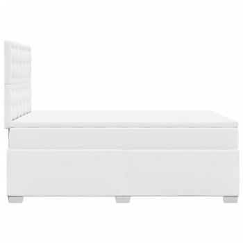 Boxspringbett mit Matratze Weiß 120x200 cm Kunstleder