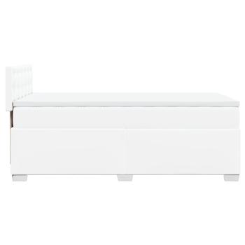 Boxspringbett mit Matratze Weiß 90x200 cm Kunstleder