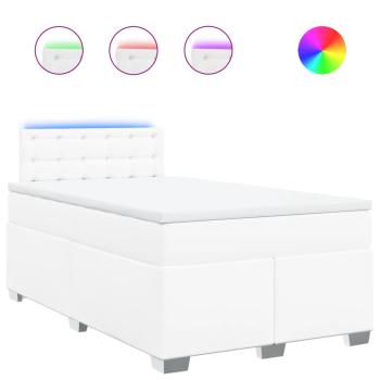 Boxspringbett mit Matratze Weiß 120x190 cm Kunstleder
