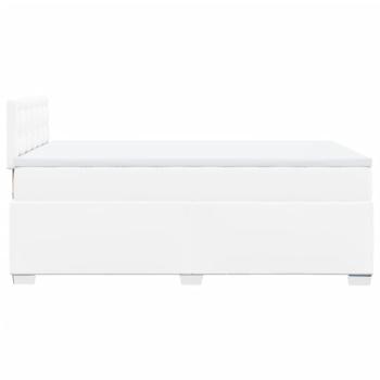 Boxspringbett mit Matratze Weiß 120x190 cm Kunstleder
