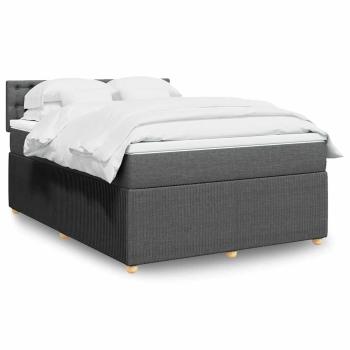 ARDEBO.de - Boxspringbett mit Matratze Dunkelgrau 140x190 cm Stoff