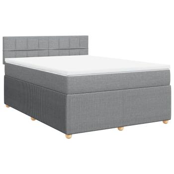 ARDEBO.de - Boxspringbett mit Matratze Hellgrau 140x200 cm Stoff
