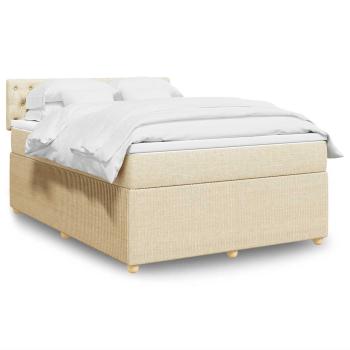 ARDEBO.de - Boxspringbett mit Matratze Creme 140x200 cm Stoff