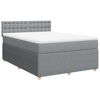 ARDEBO.de - Boxspringbett mit Matratze Hellgrau 140x200 cm Stoff