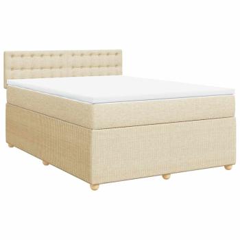 ARDEBO.de - Boxspringbett mit Matratze Creme 140x200 cm Stoff