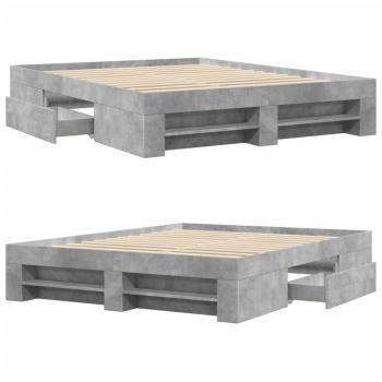 Bettgestell Betongrau 160x200 cm Holzwerkstoff