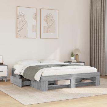 ARDEBO.de - Bettgestell Grau Sonoma 160x200 cm Holzwerkstoff