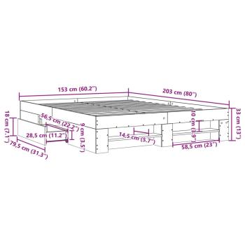 Bettgestell Grau Sonoma 150x200 cm Holzwerkstoff