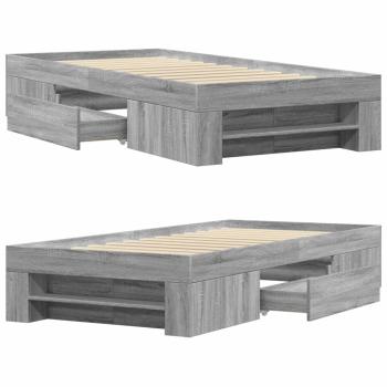 ARDEBO.de - Bettgestell Grau Sonoma 90x190 cm Holzwerkstoff