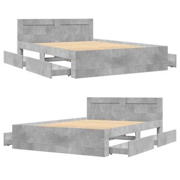 Bettgestell mit Kopfteil Betongrau 140x200 cm Holzwerkstoff