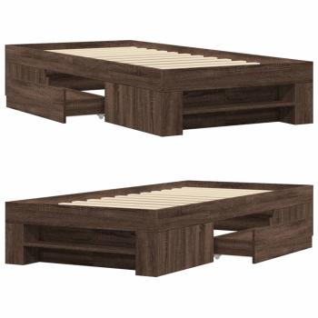 Bettgestell ohne Matratze Braun Eiche 75x190 cm Holzwerkstoff