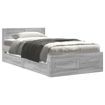 Bettgestell mit Kopfteil Grau Sonoma 75x190 cm Holzwerkstoff