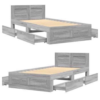 Bettgestell mit Kopfteil Grau Sonoma 75x190 cm Holzwerkstoff