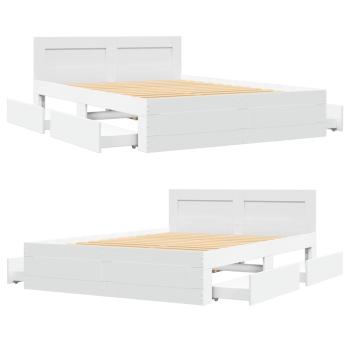 Bettgestell mit Kopfteil ohne Matratze Weiß 140x190 cm