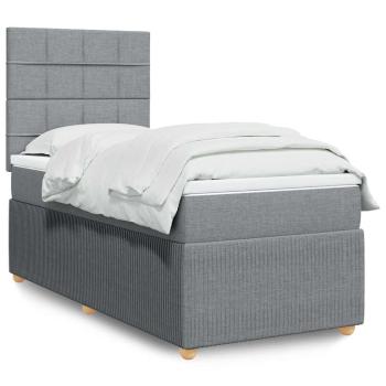 ARDEBO.de - Boxspringbett mit Matratze Hellgrau 100x200 cm Stoff