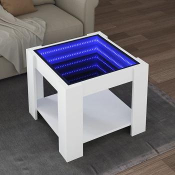 ARDEBO.de - LED-Couchtisch Weiß 53x53x45 cm Holzwerkstoff