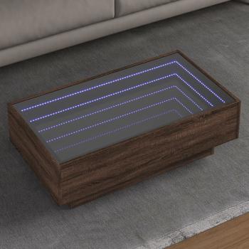 ARDEBO.de - LED-Couchtisch Braun Eichen-Optik 90x50x30 cm Holzwerkstoff