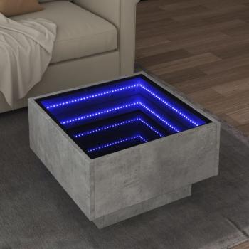 ARDEBO.de - LED-Couchtisch Betongrau 50x50x30 cm Holzwerkstoff