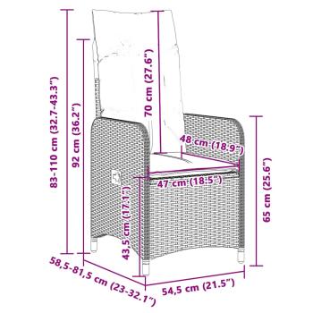 7-tlg. Garten-Bistro-Set mit Kissen Grau Poly Rattan