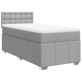 Boxspringbett mit Matratze Hellgrau 90x190 cm Stoff
