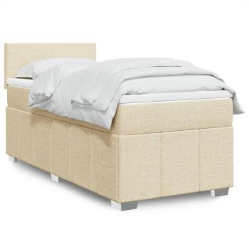 ARDEBO.de - Boxspringbett mit Matratze Creme 90x200 cm Stoff