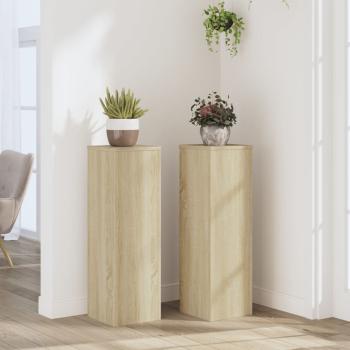 ARDEBO.de - Pflanzenständer 2 Stk. Sonoma-Eiche 25x25x80 cm Holzwerkstoff