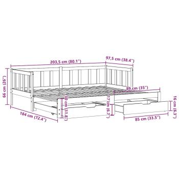 Tagesbett Ausziehbar mit Schubladen ohne Matratze 90x200 cm