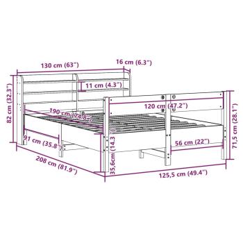 Massivholzbett ohne Matratze Wachsbraun 120x190 cm Kiefernholz