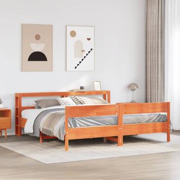 ARDEBO.de - Massivholzbett ohne Matratze Wachsbraun 180x200 Kiefernholz