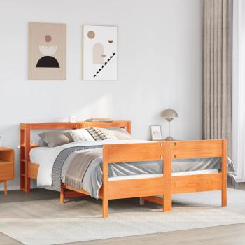 ARDEBO.de - Massivholzbett ohne Matratze Wachsbraun 135x190 cm Kiefernholz
