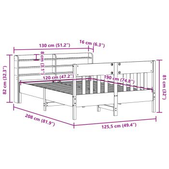 Massivholzbett ohne Matratze Wachsbraun 120x190 cm Kiefernholz