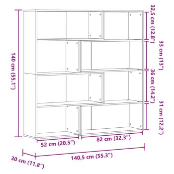 Eck-Bücherregal 4 Etagen Sonoma Eiche 85x85x140cm Holzwerkstoff