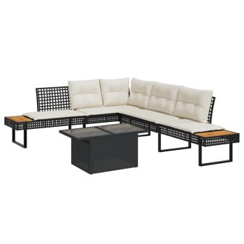 ARDEBO.de - 2-tlg. Garten-Sofagarnitur mit Kissen Schwarz Poly Rattan Glas